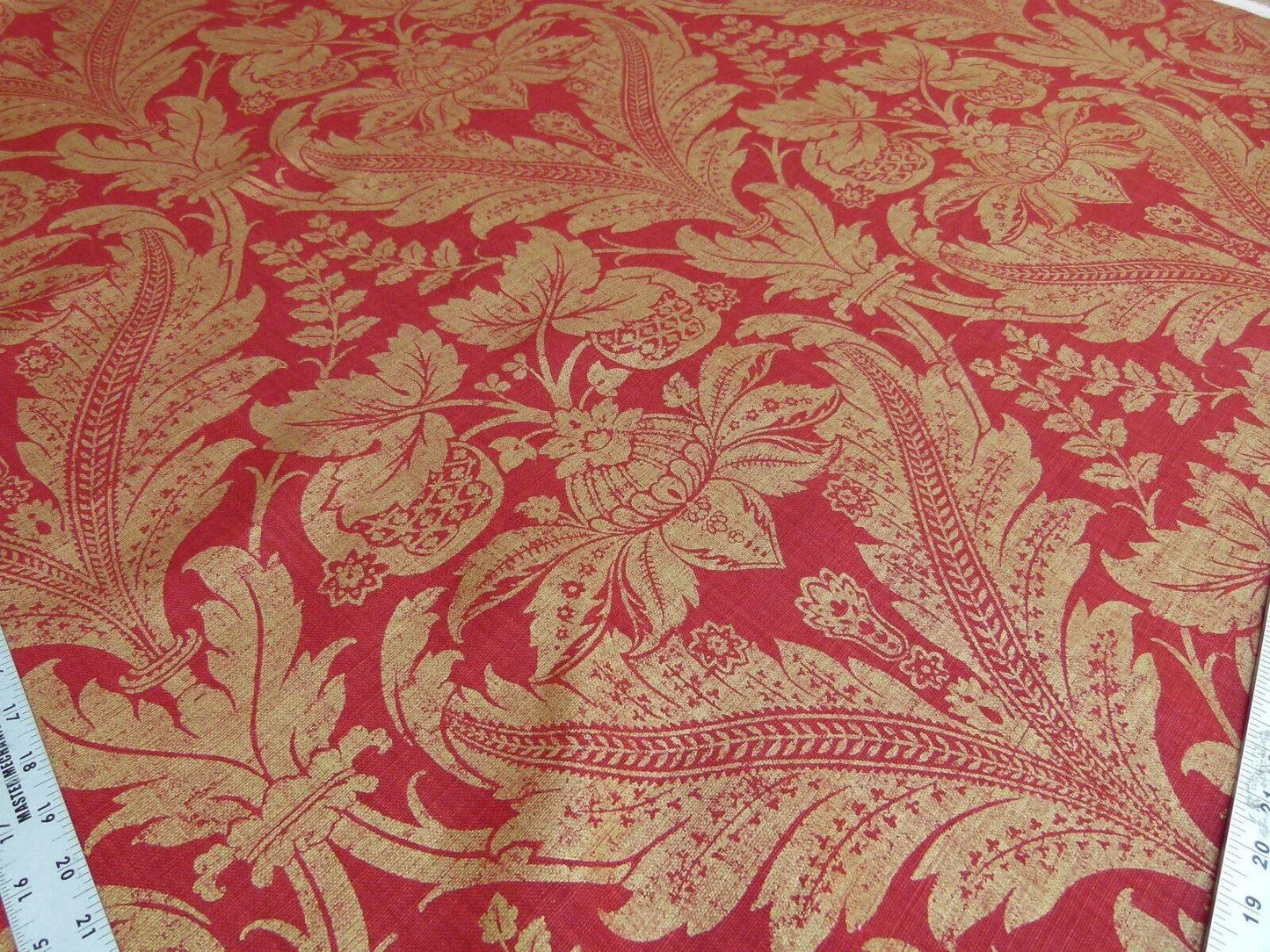 By Yard GP &amp; J Baker Lee Jofa Venetian Damask Red Gold Linen Print Renaissance Pomegranate Rose MSRP USD 170