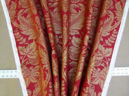 By Yard GP &amp; J Baker Lee Jofa Venetian Damask Red Gold Linen Print Renaissance Pomegranate Rose MSRP USD 170