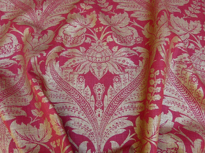 By Yard GP&J Baker Venetian Damask Red Gold Linen Print MSRP$170