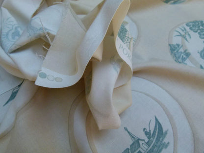 Kravet Lee Jofa Porcelain In Aqua Blue White Blue Willow Plates 100% Cotton Toile Chinoiserie Bird Boat Bridge MSRP USD98