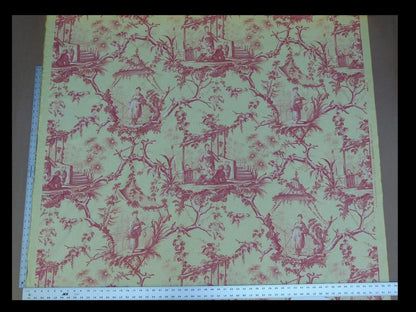 Brunschwig &amp; Fils Plaisirs D Indochine Jasmine Yellow Red Cotton Print Garden Chinoiserie MSRP USD 196/Y