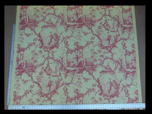 Brunschwig &amp; Fils Plaisirs D Indochine Jasmine Yellow Red Cotton Print Garden Chinoiserie MSRP USD 196/Y