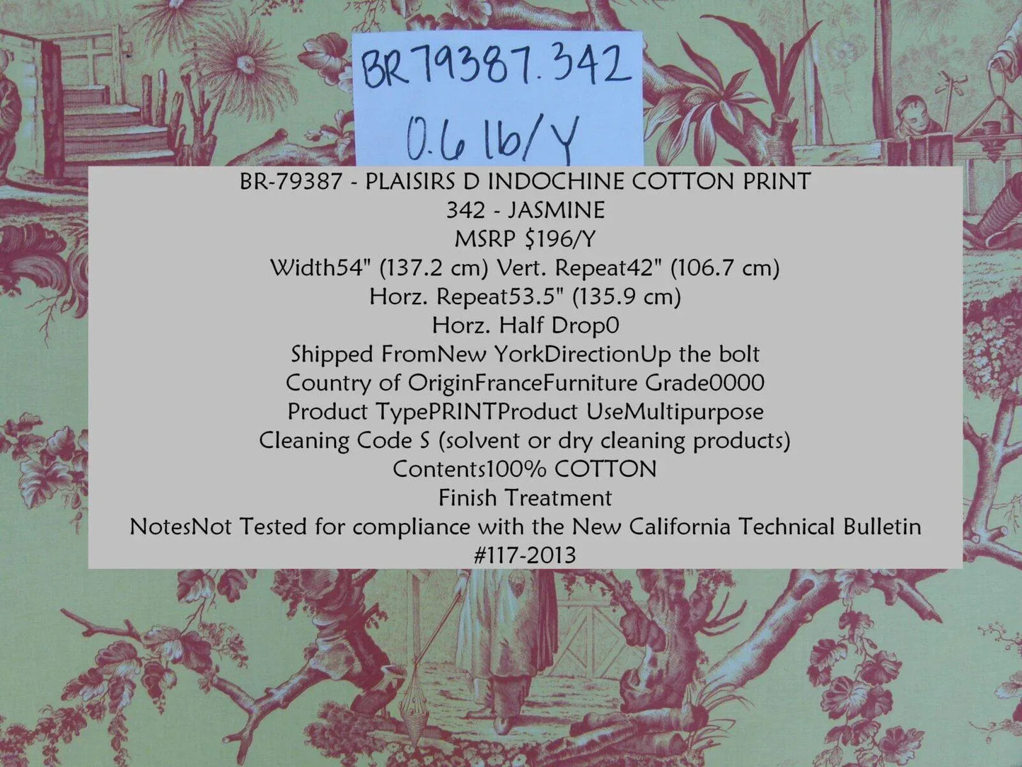 Brunschwig &amp; Fils Plaisirs D Indochine Jasmine Yellow Red Cotton Print Garden Chinoiserie MSRP USD 196/Y