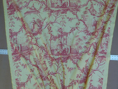 Brunschwig &amp; Fils Plaisirs D Indochine Jasmine Yellow Red Cotton Print Garden Chinoiserie MSRP USD 196/Y