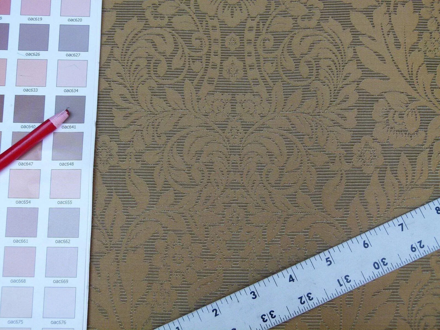 5.875y Kravet Couture Silk Singh Damask Green Tea Renaissance Gold MSRP USD200+/Y