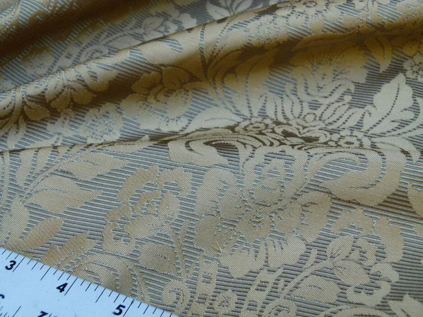 5.875y Kravet Couture Silk Singh Damask Green Tea Renaissance Gold MSRP USD200+/Y