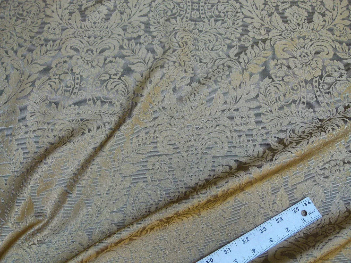 5.875y Kravet Couture Silk Singh Damask Green Tea Renaissance Gold MSRP USD200+/Y
