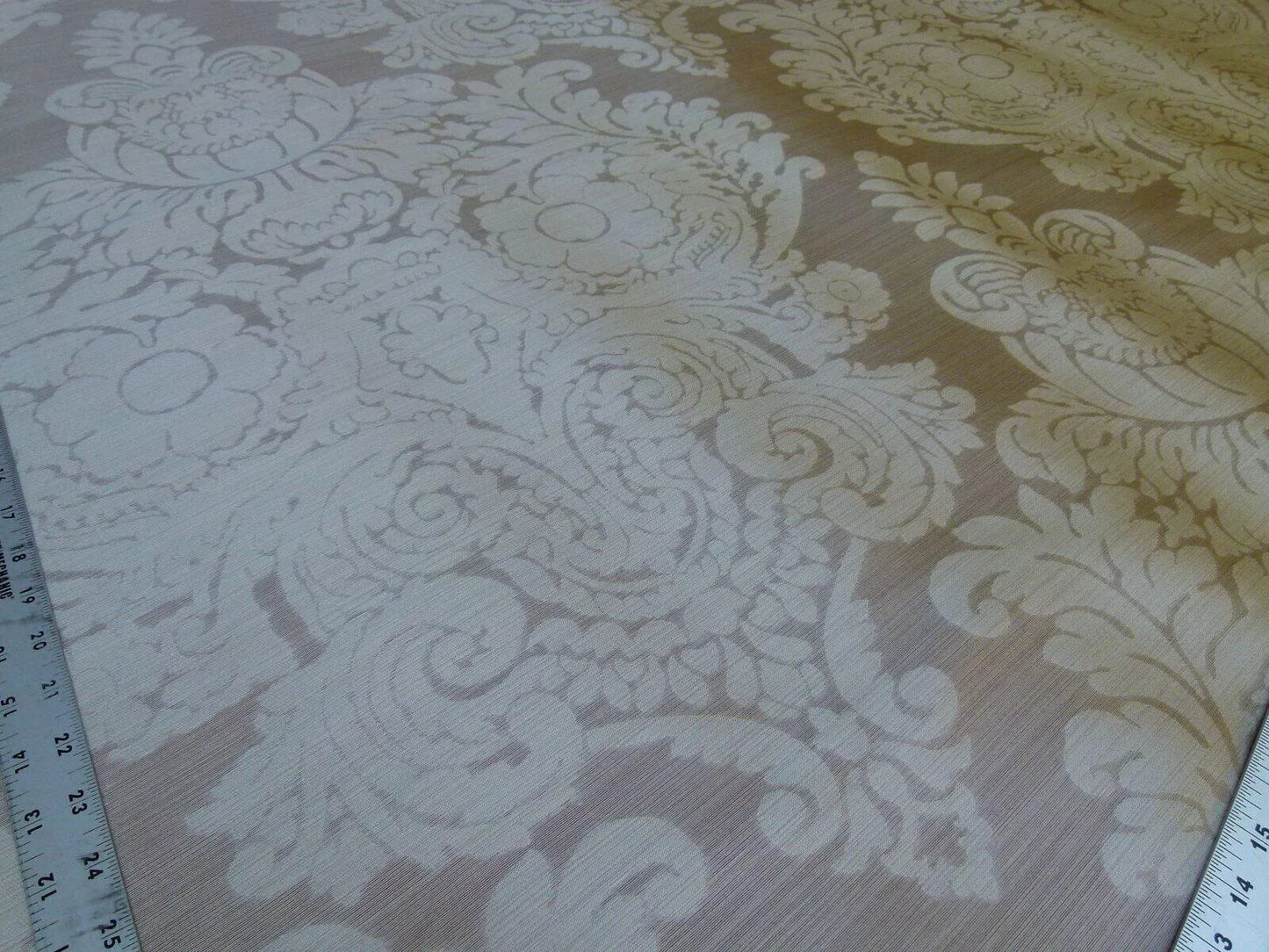 By Yd  Kravet Couture Silk Damask Organza Sheer Light Bronze Ivory Cream Semi Sheer MSRP USD159/y 3648.16