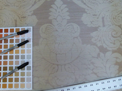 By Yd  Kravet Couture Silk Damask Organza Sheer Light Bronze Ivory Cream Semi Sheer MSRP USD159/y 3648.16