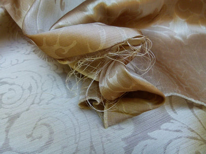 By Yd  Kravet Couture Silk Damask Organza Sheer Light Bronze Ivory Cream Semi Sheer MSRP USD159/y 3648.16