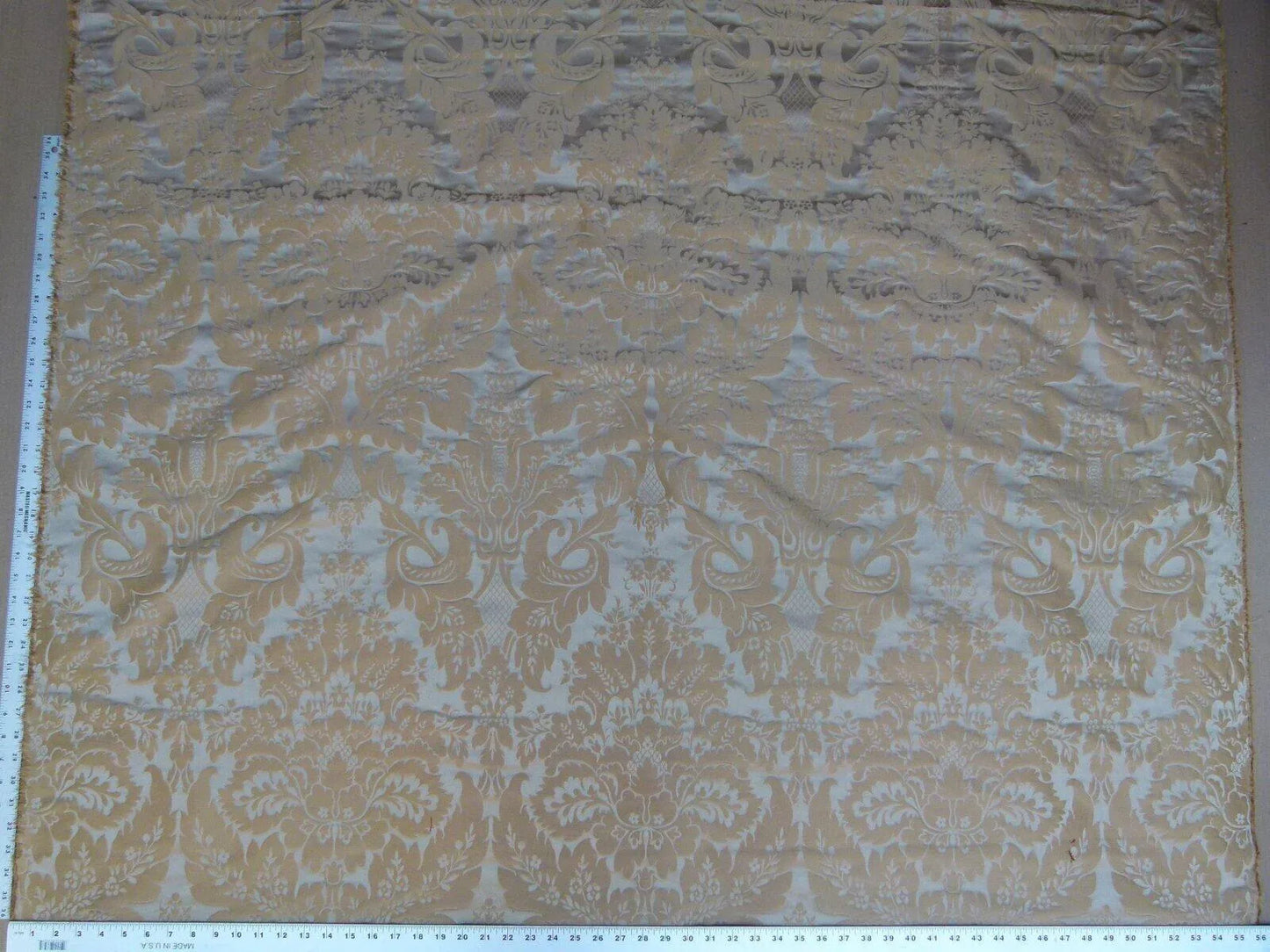 1.375y Kravet Couture Limoges 100%silk Damask Truffle Gold Rp264