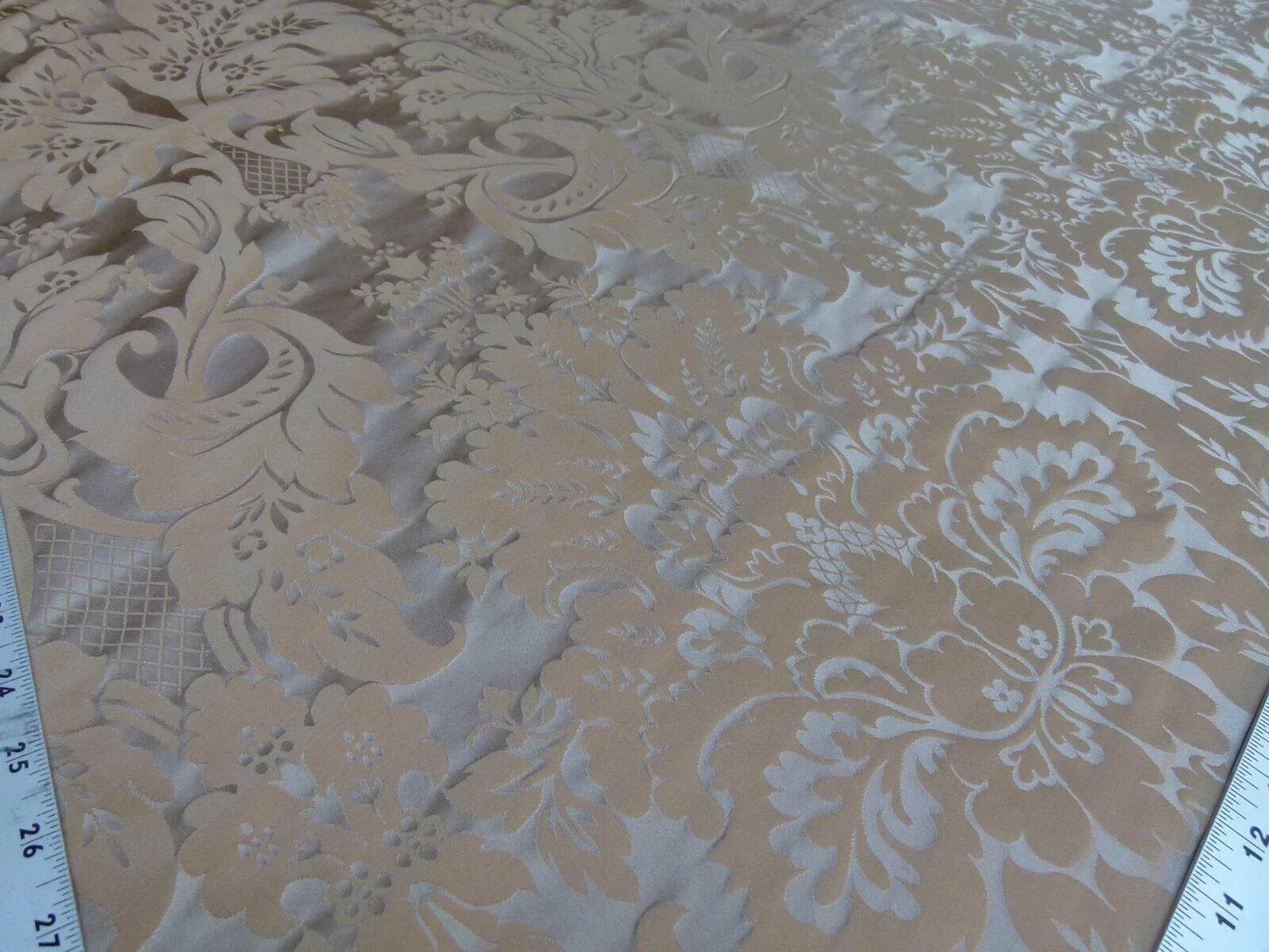 1.375y Kravet Couture Limoges 100%silk Damask Truffle Gold Rp264