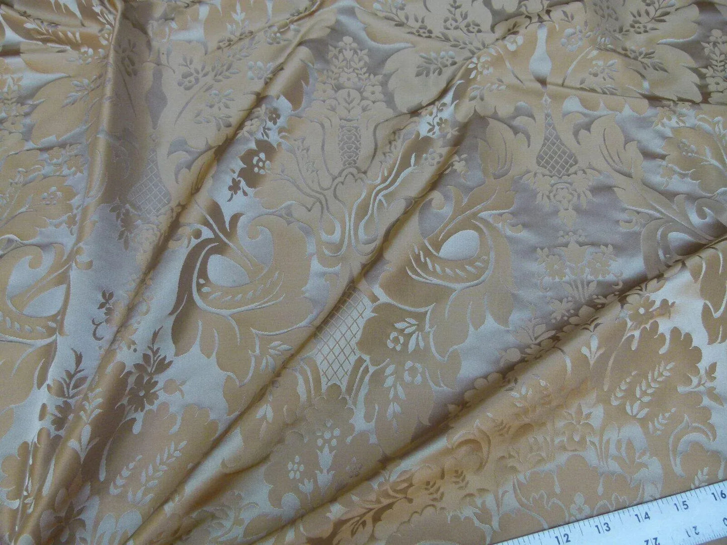 1.375y Kravet Couture Limoges 100%silk Damask Truffle Gold Rp264