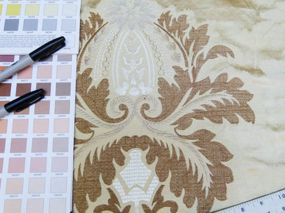 Lee Jofa Emilia Damask Color: 16-sandstone Silk Linen Embroidery MSRP USD348/y