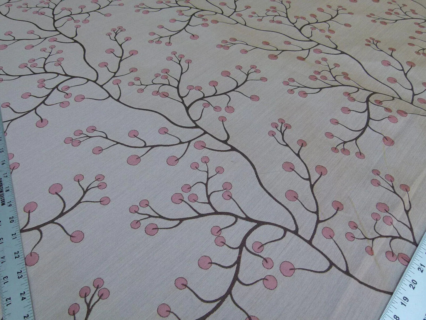 Kravet Couture Lemon Drop Color: 617 blush Pink Silk Lampas Modern Tree Bush  Berry Lampas MSRP USD 375/Y