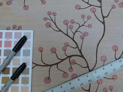 Kravet Couture Lemon Drop Color: 617 blush Pink Silk Lampas Modern Tree Bush  Berry Lampas MSRP USD 375/Y