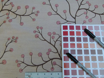 Kravet Couture Lemon Drop Color: 617 blush Pink Silk Lampas Modern Tree Bush  Berry Lampas MSRP USD 375/Y