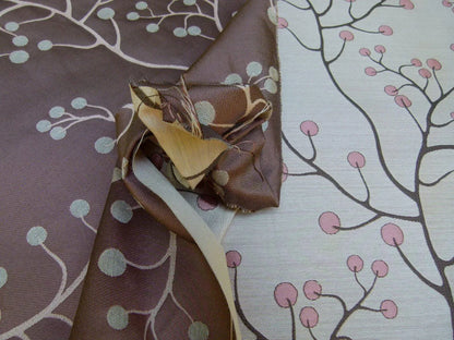 Kravet Couture Lemon Drop Color: 617 blush Pink Silk Lampas Modern Tree Bush  Berry Lampas MSRP USD 375/Y
