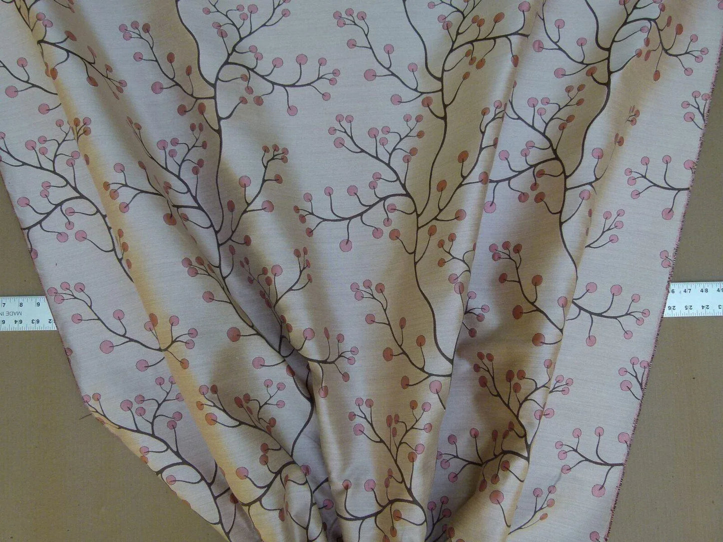 Kravet Couture Lemon Drop Color: 617 blush Pink Silk Lampas Modern Tree Bush  Berry Lampas MSRP USD 375/Y