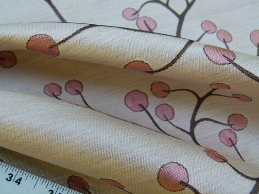 Kravet Couture Lemon Drop Color: 617 blush Pink Silk Lampas Modern Tree Bush  Berry Lampas MSRP USD 375/Y