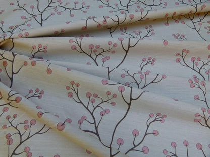 Kravet Couture Lemon Drop Color: 617 blush Pink Silk Lampas Modern Tree Bush  Berry Lampas MSRP USD 375/Y