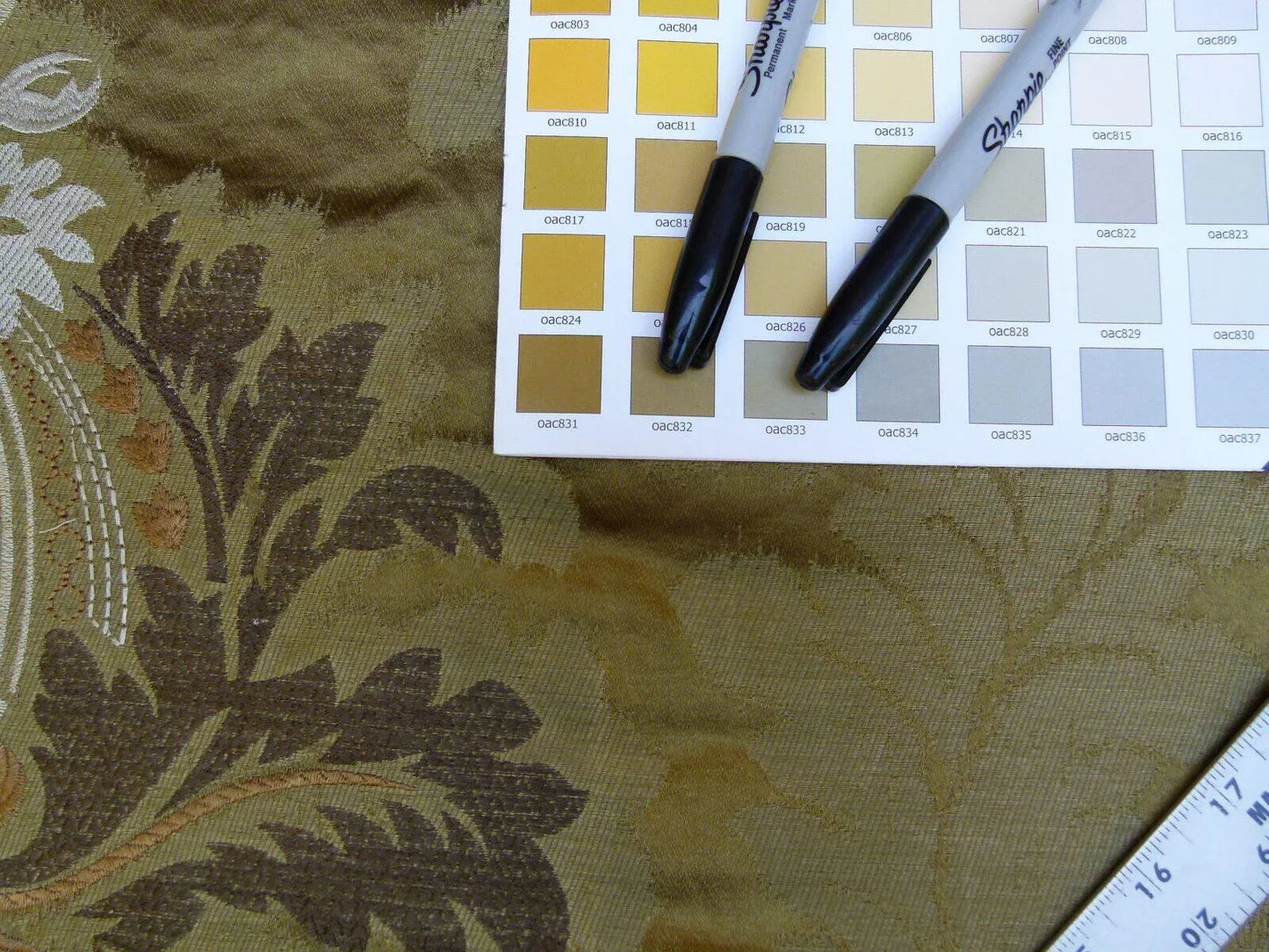 Lee Jofa Emilia Damask Color: 6 Tobacco Silk Linen Embroidery MSRP USD348/y