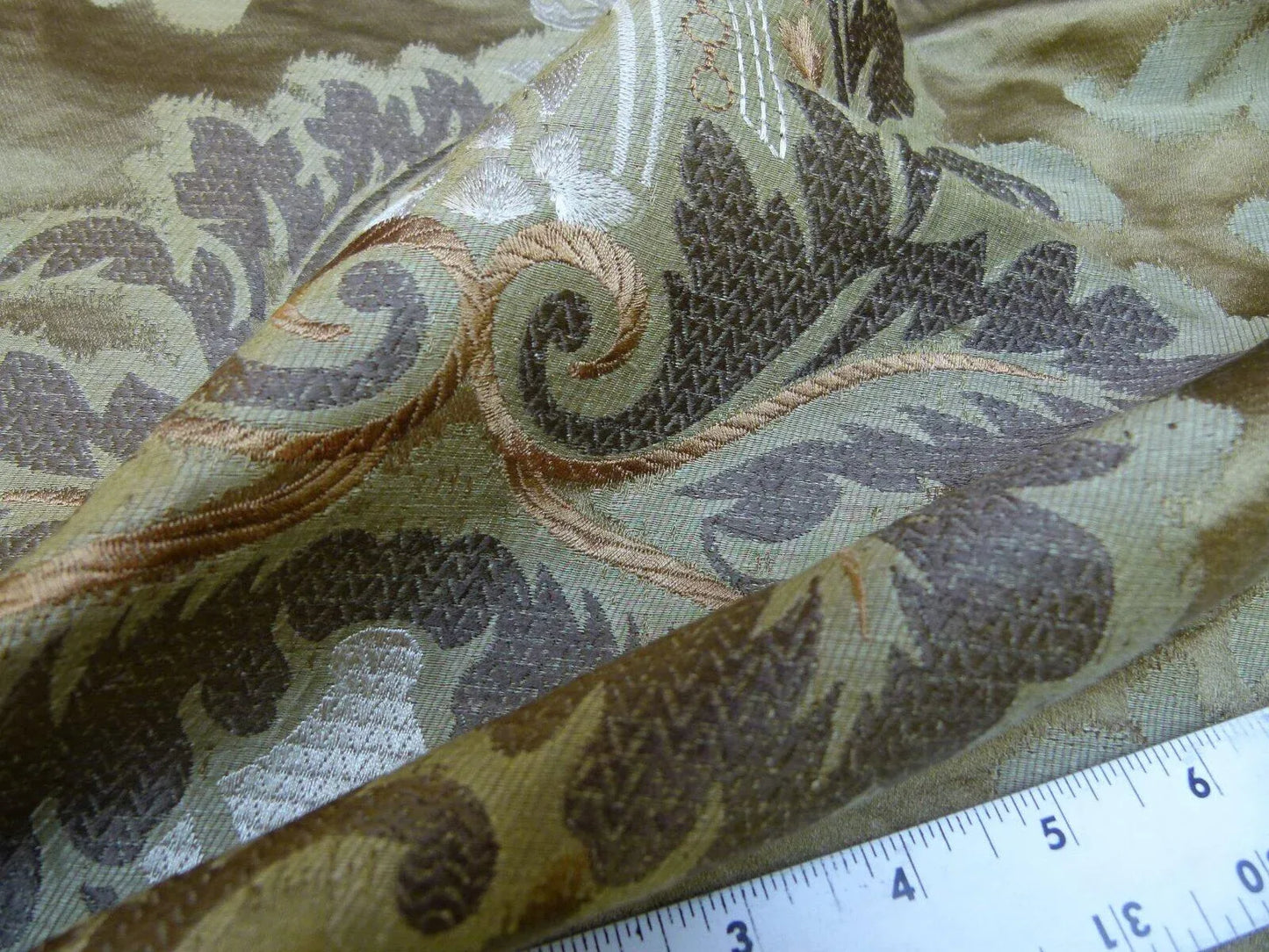 Lee Jofa Emilia Damask Color: 6 Tobacco Silk Linen Embroidery MSRP USD348/y