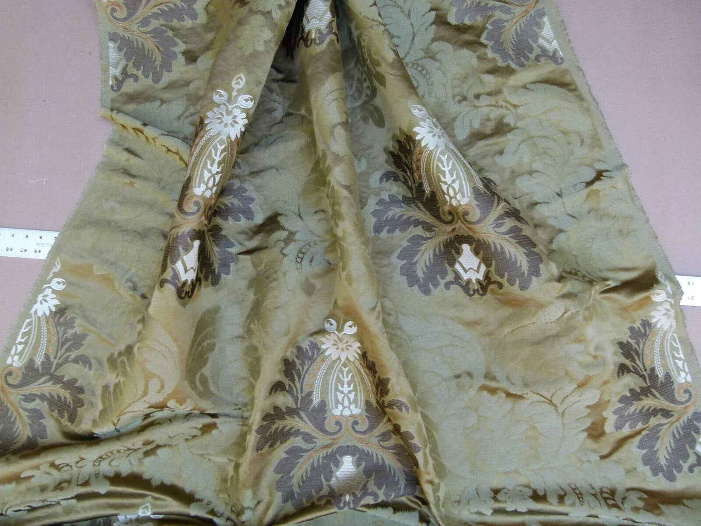 Lee Jofa Emilia Damask Color: 6 Tobacco Silk Linen Embroidery MSRP USD348/y