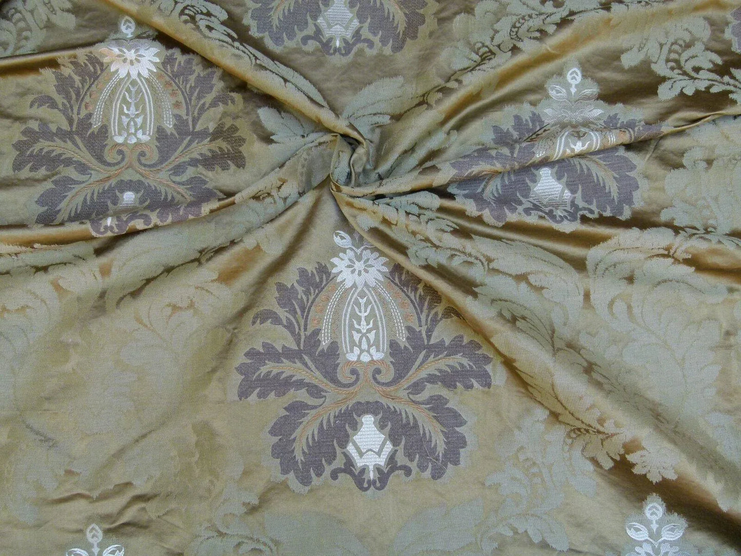 LEE JOFA EMILIA DAMASK Color: 6 Tobacco Silk Linen EMbroidery