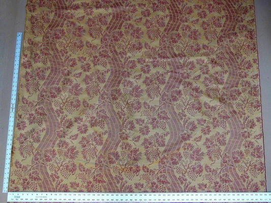 Lee Jofa Arden Silk Color 3 Clay Red Gold Grape Vine Damask Strie Silk Art Nouveau MSRP $190/Y