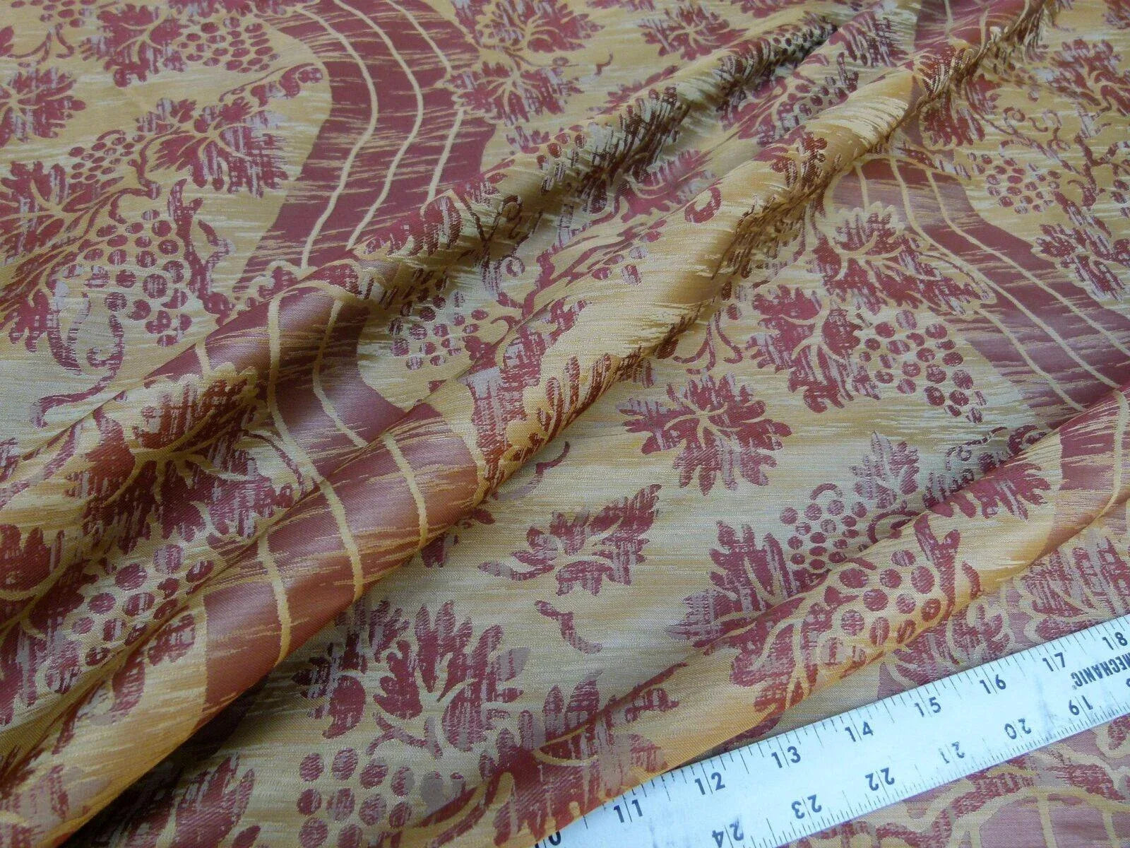 LEE JOFA ARDEN SILK Color: 24 CLAY RED GOLD GRAPE VINE DAMASK