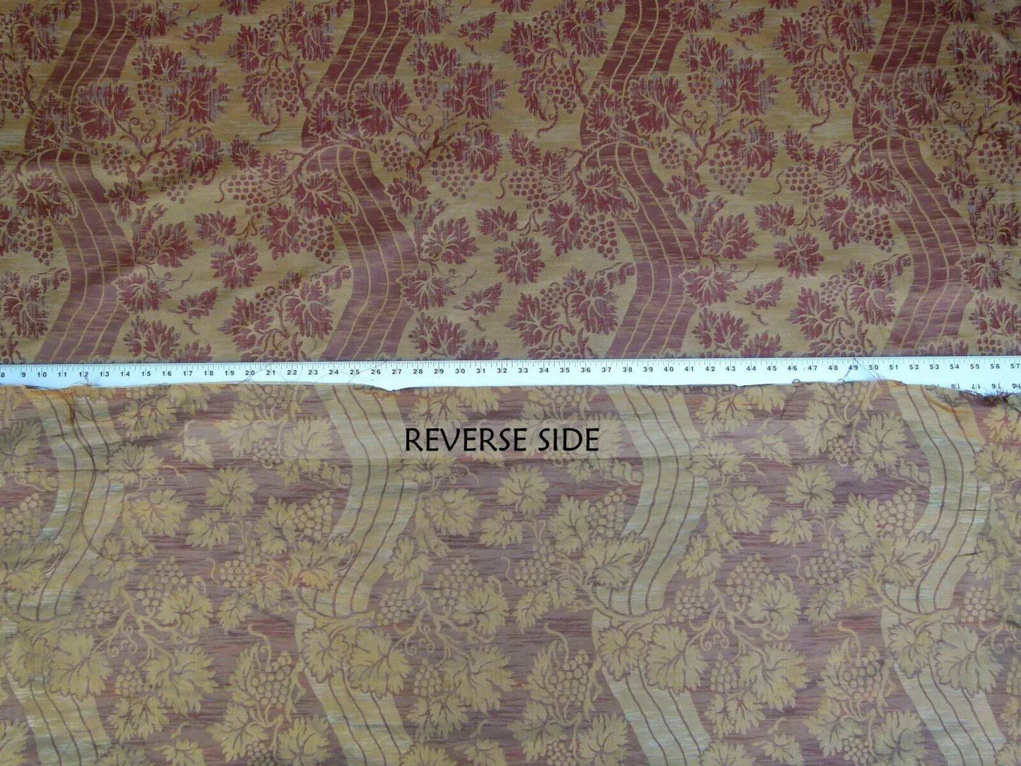 Lee Jofa Arden Silk Color 3 Clay Red Gold Grape Vine Damask Strie Silk Art Nouveau MSRP $190/Y