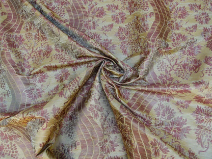 Lee Jofa Arden Silk Color 3 Clay Red Gold Grape Vine Damask Strie Silk Art Nouveau MSRP $190/Y