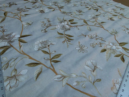 Bty Gp &amp; J Baker Peony &amp; Blossom Embroidery Linen Ivory Rp396y