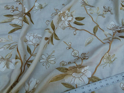 Bty Gp &amp; J Baker Peony &amp; Blossom Embroidery Linen Ivory Rp396y