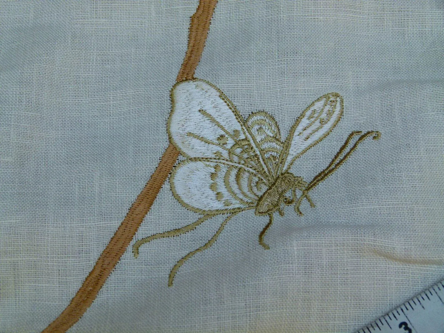 Bty Gp &amp; J Baker Peony &amp; Blossom Embroidery Linen Ivory Rp396y