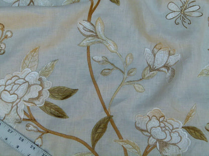 Bty Gp &amp; J Baker Peony &amp; Blossom Embroidery Linen Ivory Rp396y