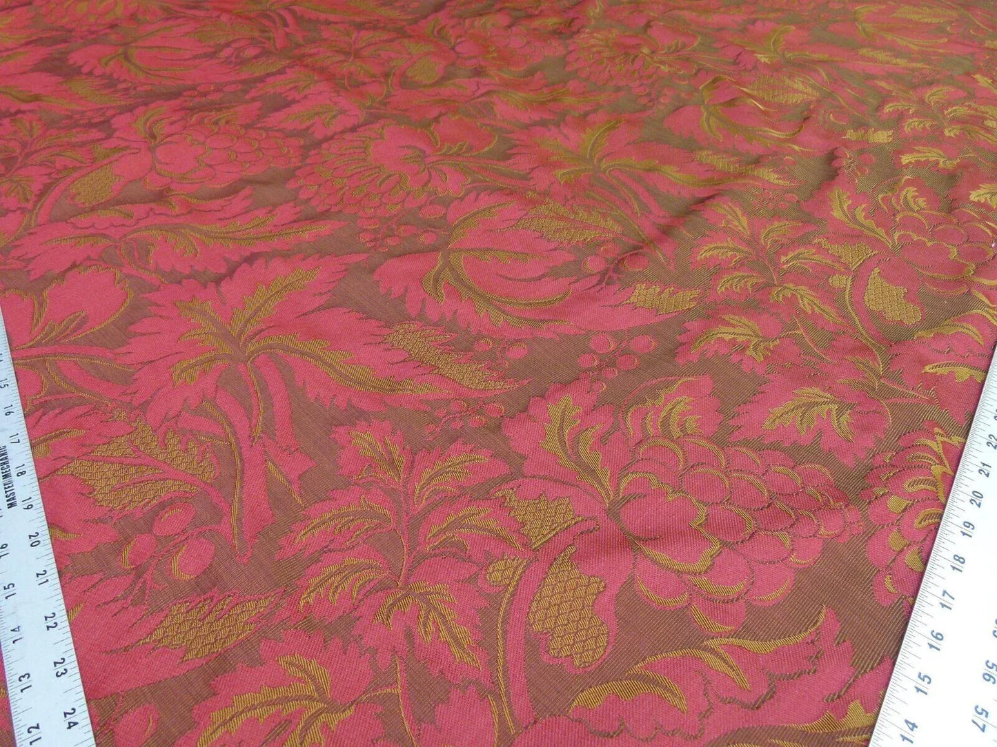 Lee Jofa Chaumontel Damask Color: 19 Crimson Red Silk Cotton Damask Grape Artichoke Vine MSRP USD 148