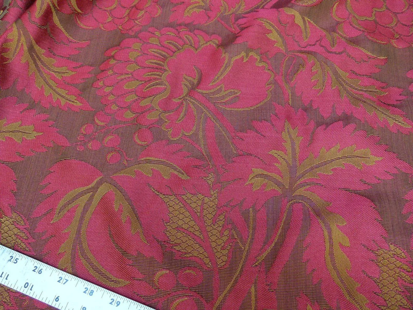 Lee Jofa Chaumontel Damask Color: 19 Crimson Red Silk Cotton Damask Grape Artichoke Vine MSRP USD 148