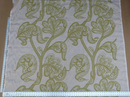 Lee Jofa Whitcomb Apple Green White Crewel Embroidery Linen Large Foliage MSRP USD 336Y