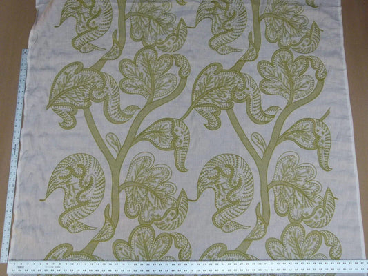 Lee Jofa Whitcomb Apple Green White Crewel Embroidery Linen Large Foliage MSRP USD 336Y