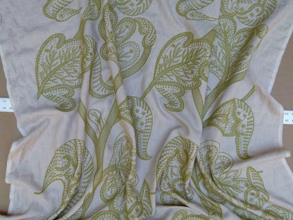 Lee Jofa Whitcomb Apple Green White Crewel Embroidery Linen Large Foliage MSRP USD 336Y