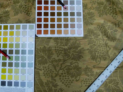 Lee Jofa Arden Silk Color 3 Willow Green Gold Grape Vine Damask Strie Silk Art Nouveau MSRP USD190/Y