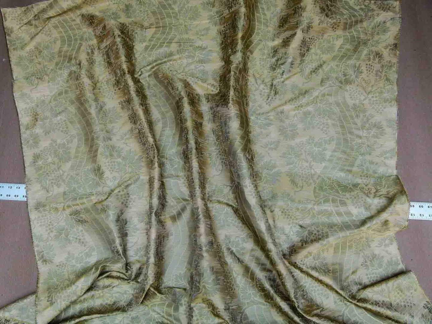 Lee Jofa Arden Silk Color 3 Willow Green Gold Grape Vine Damask Strie Silk Art Nouveau MSRP USD190/Y