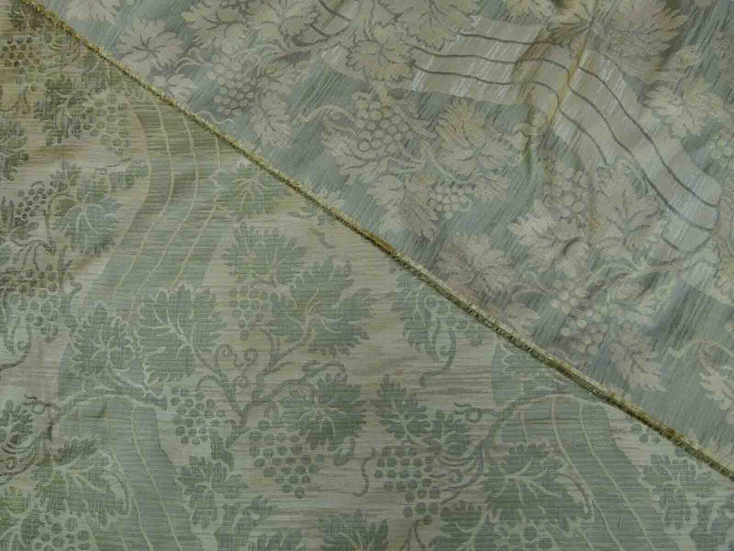 Lee Jofa Arden Silk Color 3 Willow Green Gold Grape Vine Damask Strie Silk Art Nouveau MSRP USD190/Y