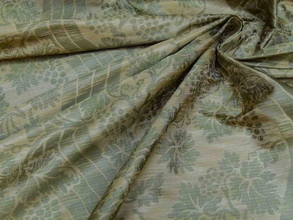 Lee Jofa Arden Silk Color 3 Willow Green Gold Grape Vine Damask Strie Silk Art Nouveau MSRP USD190/Y