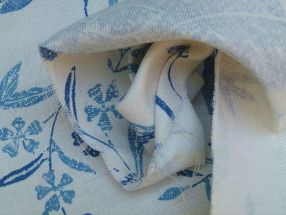 1.75yd Brunschwig &amp; Fils Batik Pacific Blue Bird Print Linen