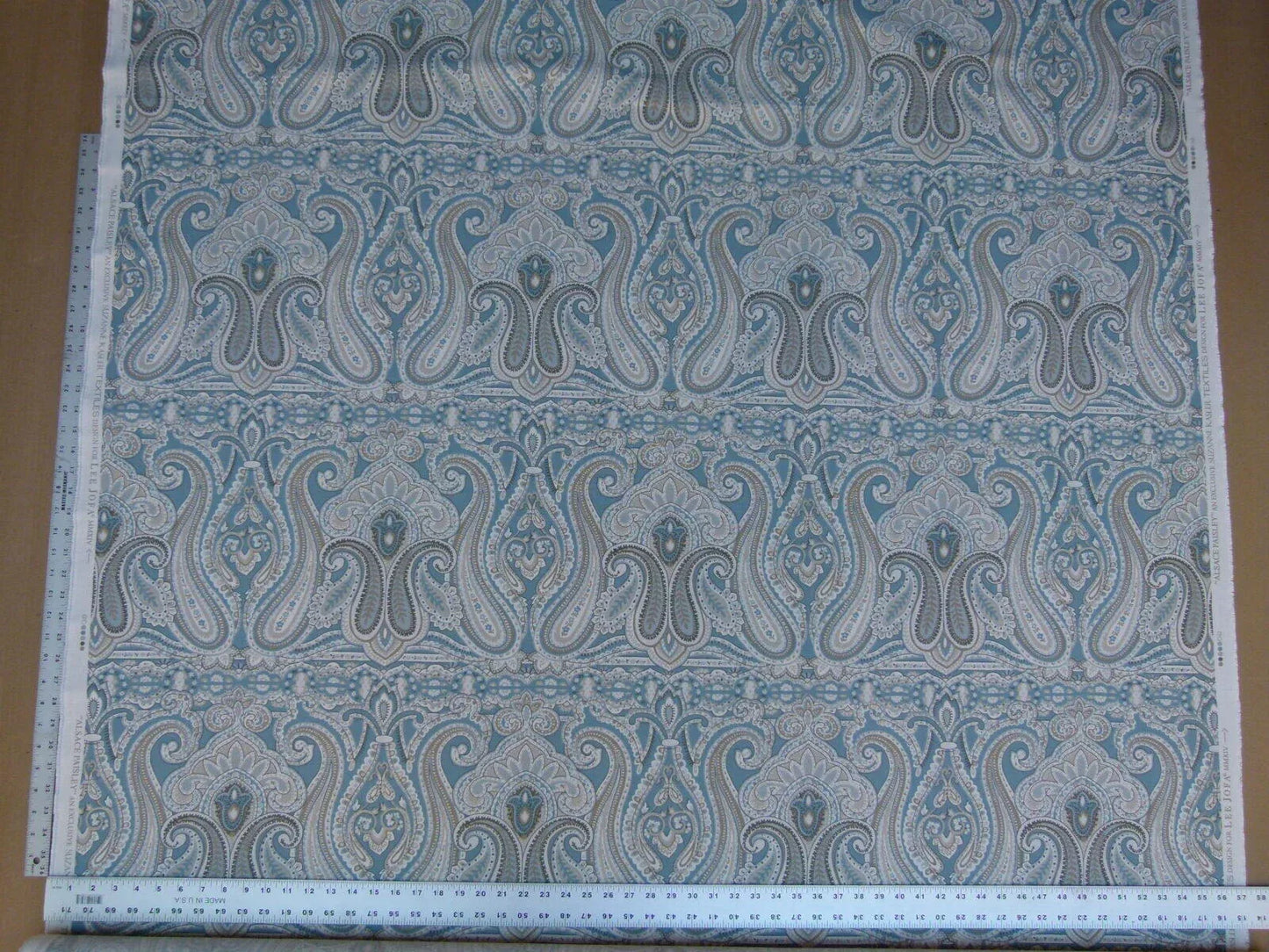 By Yd Lee Jofa Alsace Paisley Blue/sage/bark Linen Cotton MSRP USD 196/y