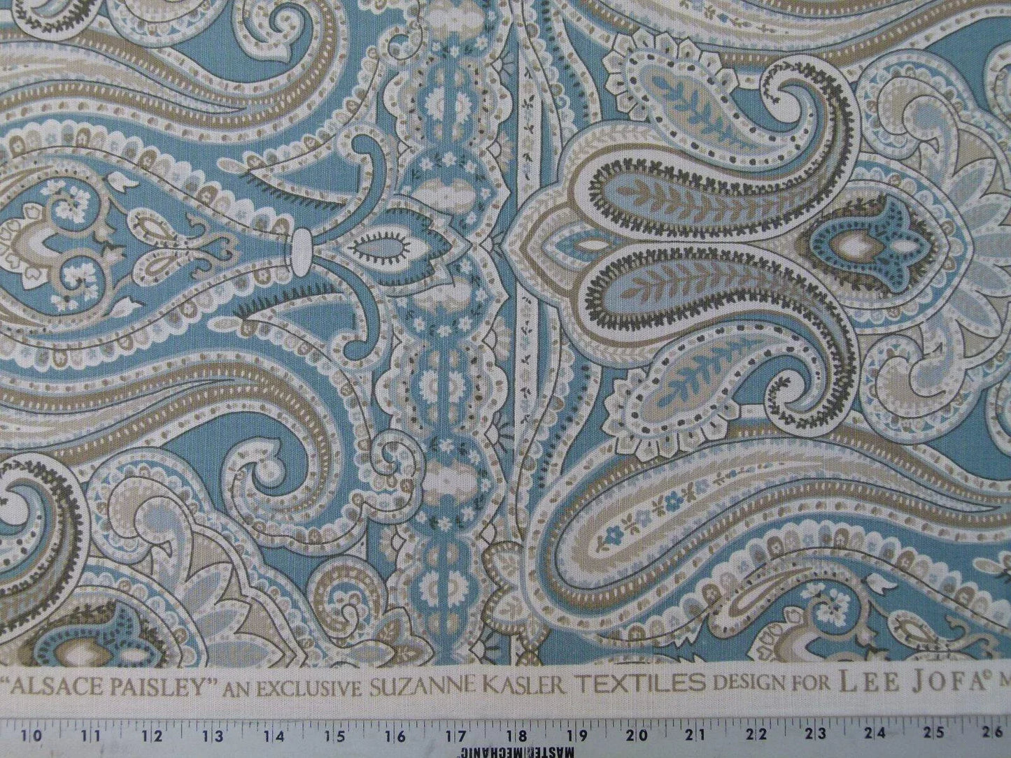 By Yd Lee Jofa Alsace Paisley Blue/sage/bark Linen Cotton MSRP USD 196/y