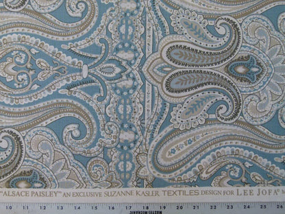 By Yd Lee Jofa Alsace Paisley Blue/sage/bark Linen Cotton MSRP USD 196/y